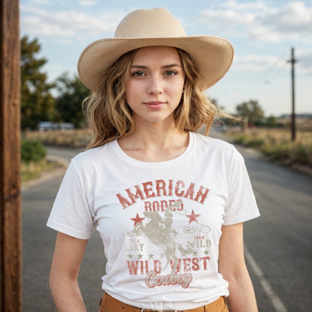 American Rodeo Graphic Tee, Rodeo Graphic Shirt, Wild West Cowboy Shirt